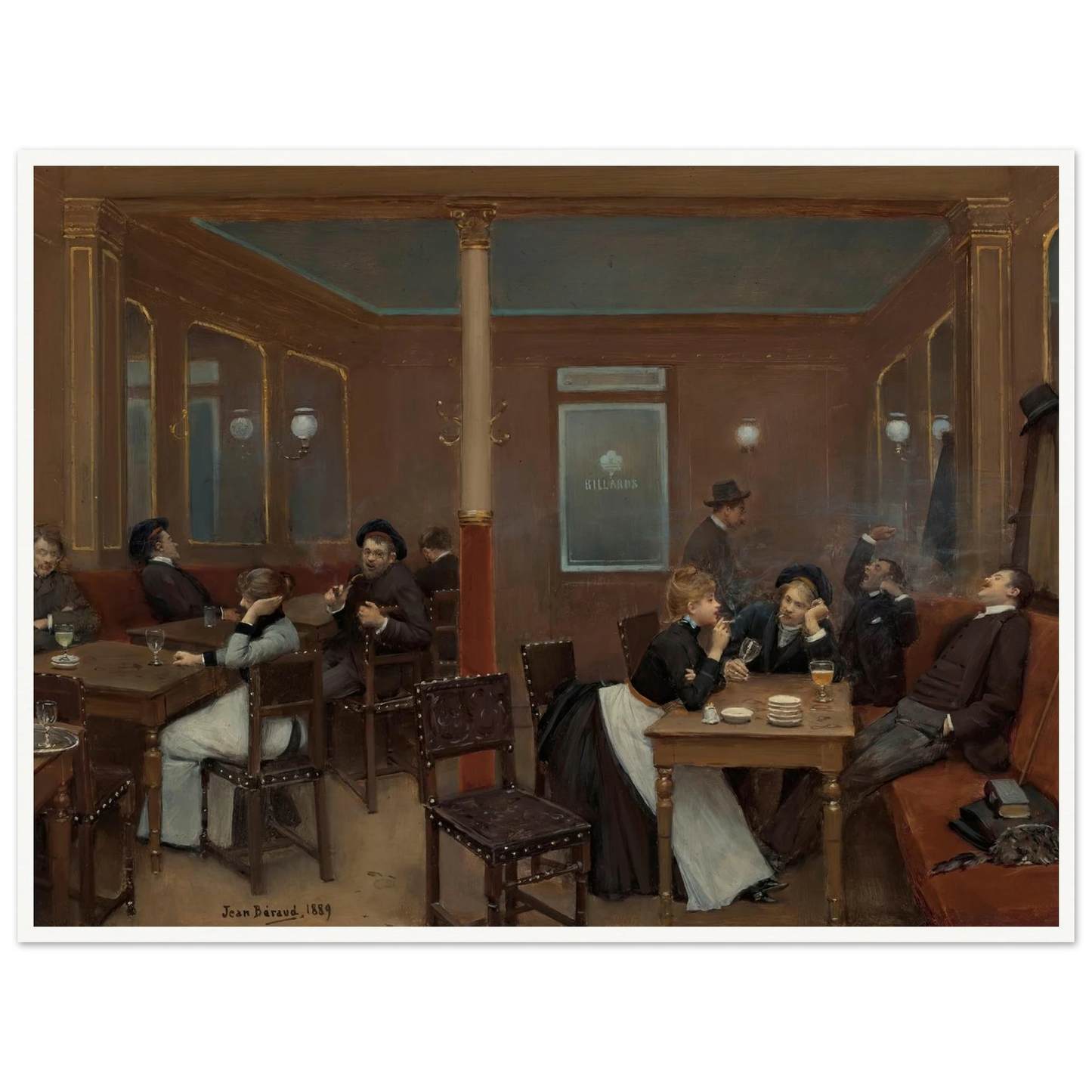 Brasserie D’étudiants (Student Brasserie) (1889) Art Print | Jean Beraud - Framed Poster - 30x40 cm / 12x16″ - Black frame