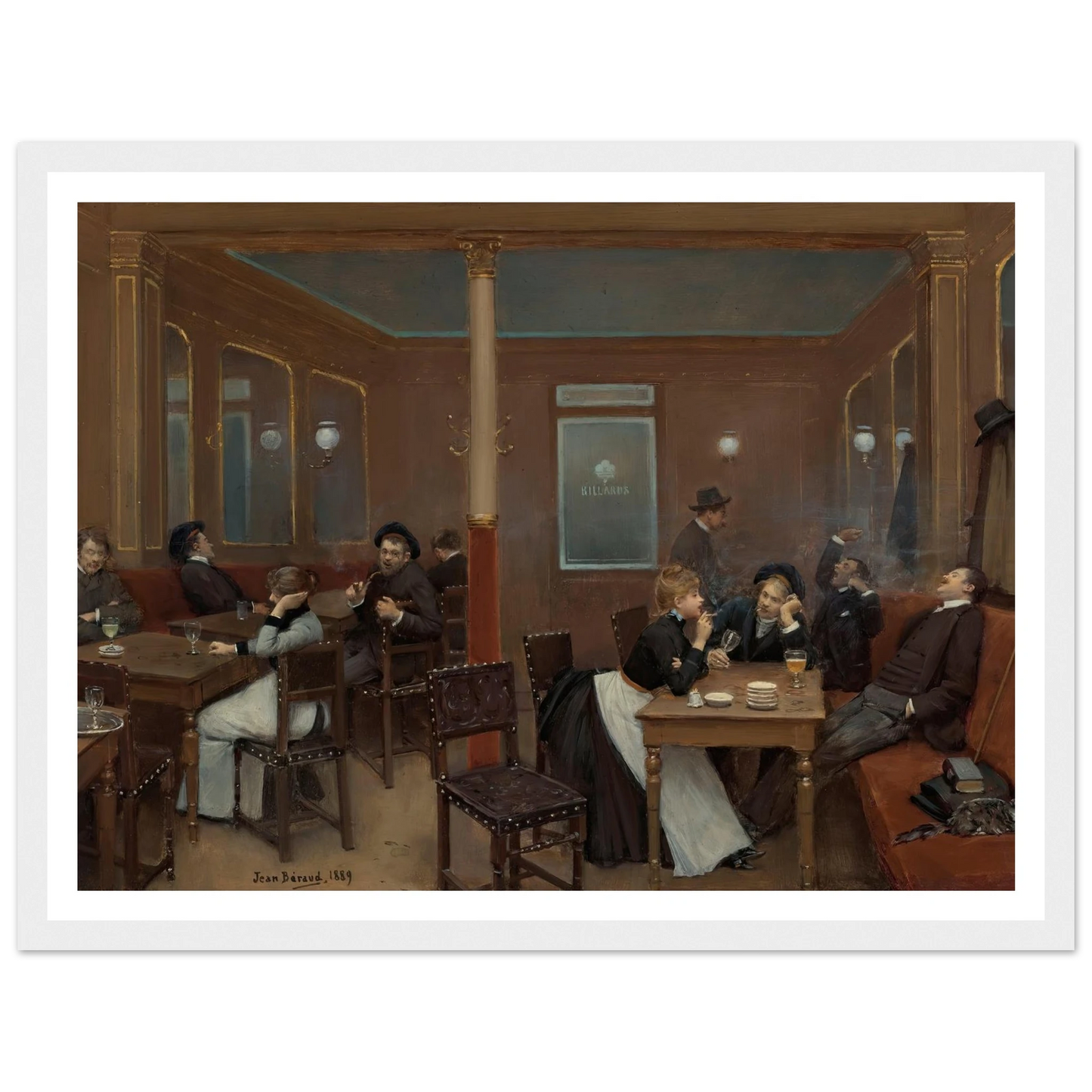 Brasserie D’étudiants (Student Brasserie) (1889) Art Print | Jean Beraud - Framed Poster - 30x40 cm / 12x16″ - Black frame