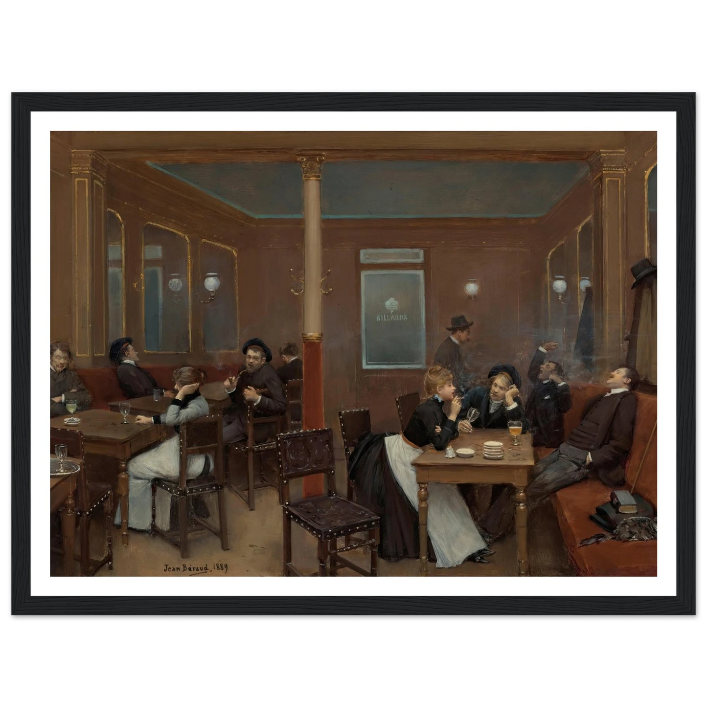 Brasserie D’étudiants (Student Brasserie) (1889) Art Print | Jean Beraud - Framed Poster - 30x40 cm / 12x16″ - Black frame