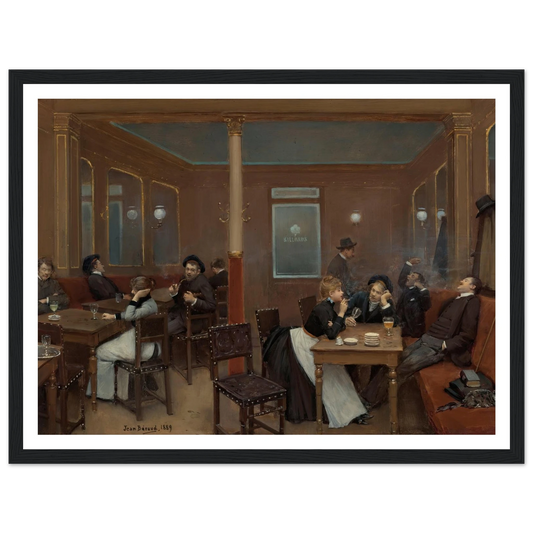 Brasserie D’étudiants (Student Brasserie) (1889) Art Print | Jean Beraud - Framed Poster - 30x40 cm / 12x16″ - Black frame