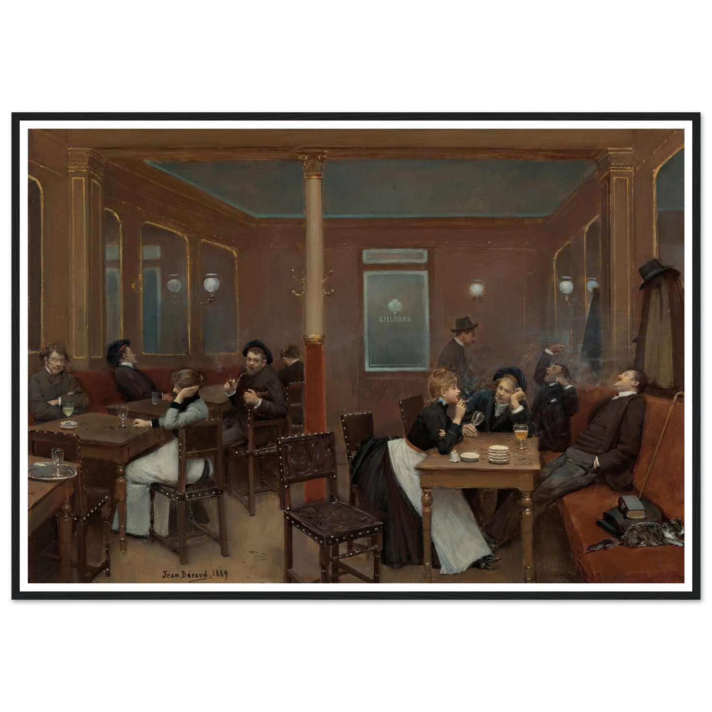 Brasserie D’étudiants (Student Brasserie) (1889) Art Print | Jean Beraud - Framed Poster - 30x40 cm / 12x16″ - Black frame