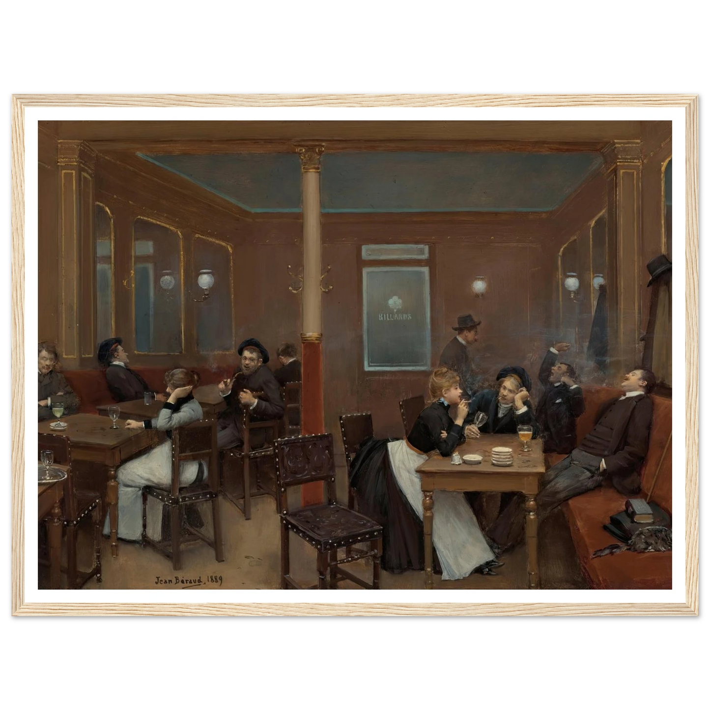 Brasserie D’étudiants (Student Brasserie) (1889) Art Print | Jean Beraud - Framed Poster - 30x40 cm / 12x16″ - Black frame