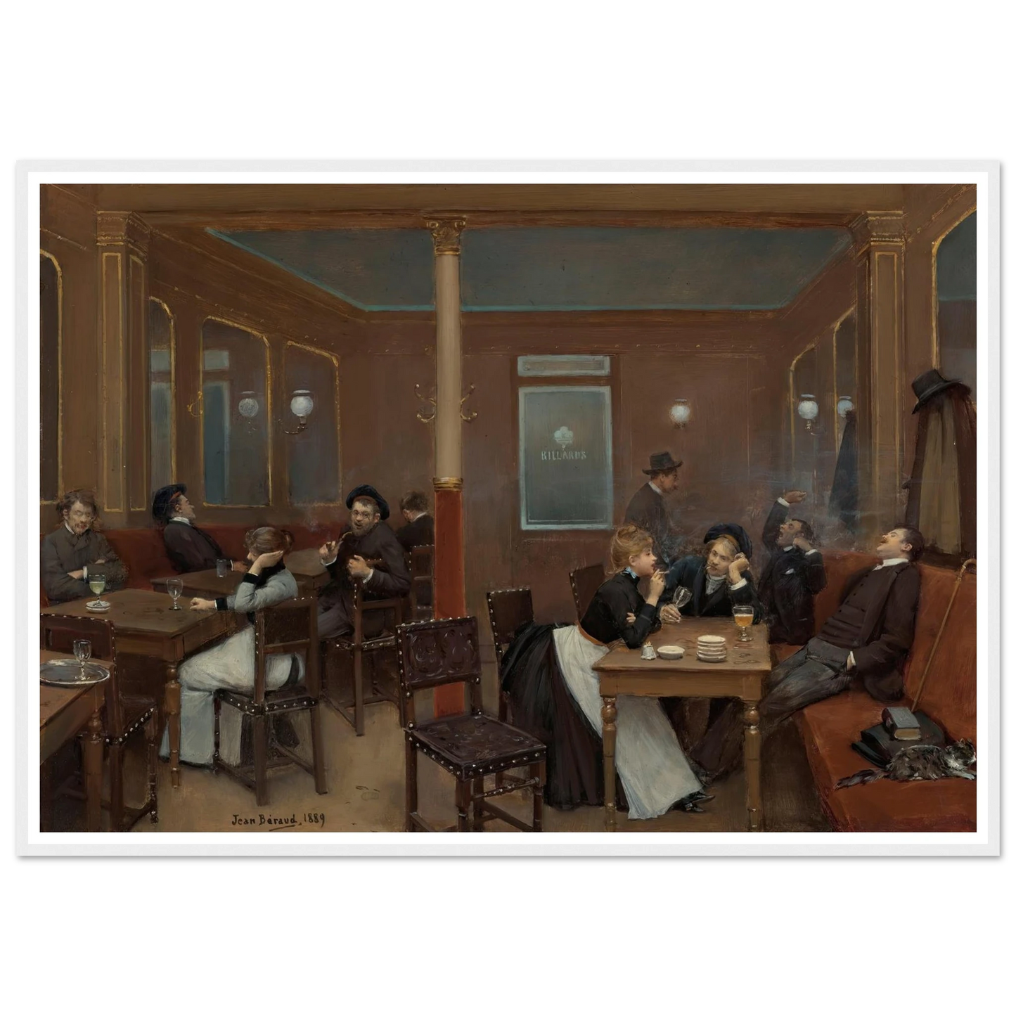 Brasserie D’étudiants (Student Brasserie) (1889) Art Print | Jean Beraud - Framed Poster - 30x40 cm / 12x16″ - Black frame