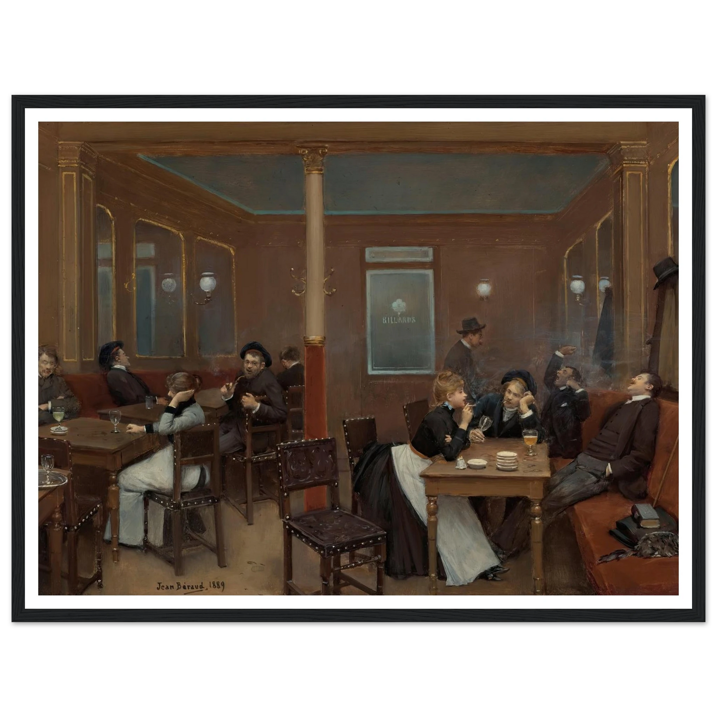 Brasserie D’étudiants (Student Brasserie) (1889) Art Print | Jean Beraud - Framed Poster - 30x40 cm / 12x16″ - Black frame
