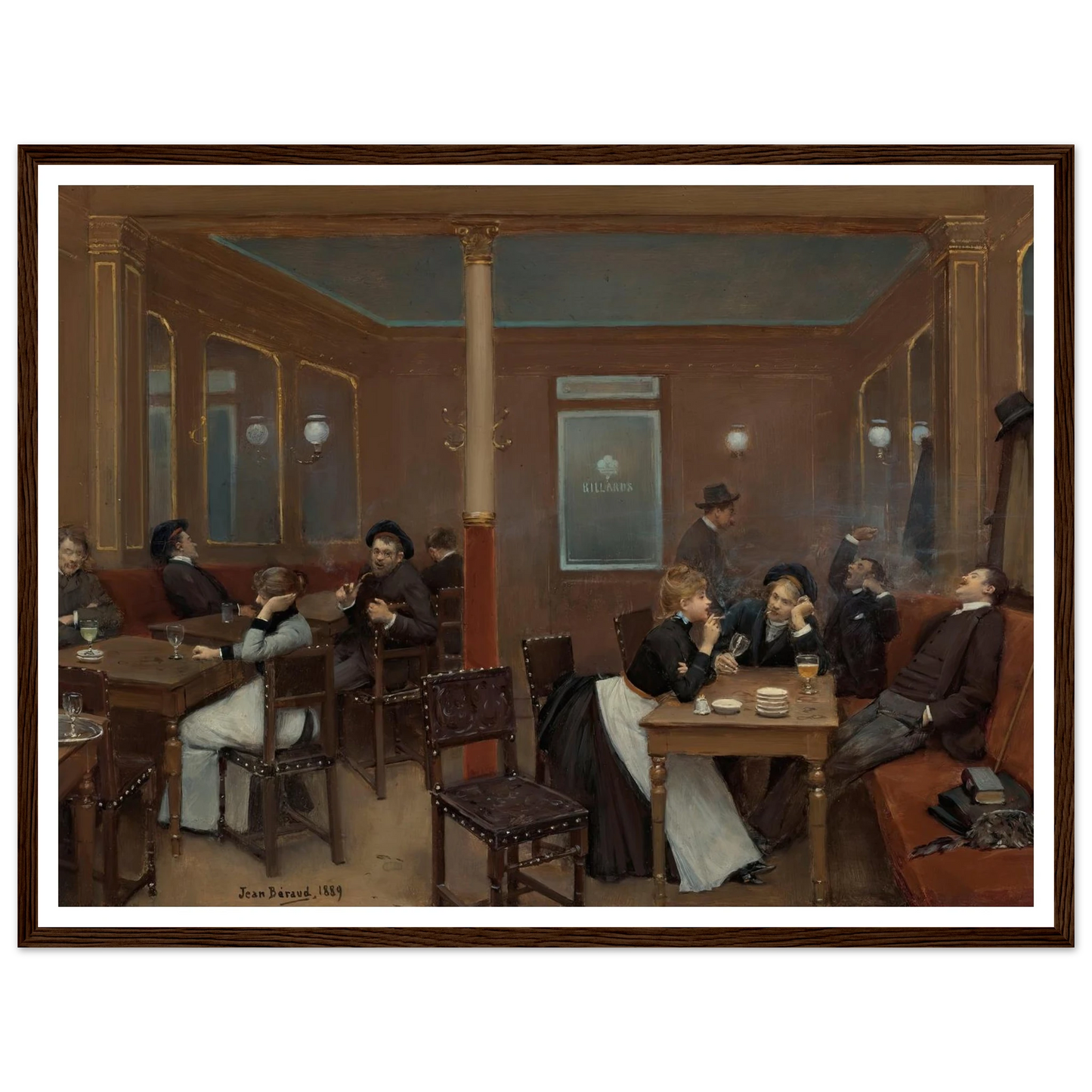 Brasserie D’étudiants (Student Brasserie) (1889) Art Print | Jean Beraud - Framed Poster - 30x40 cm / 12x16″ - Black frame