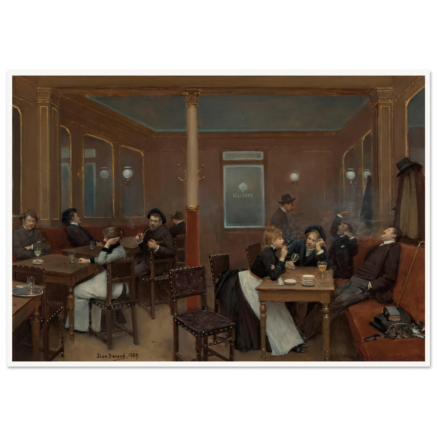 Brasserie D’étudiants (Student Brasserie) (1889) Art Print | Jean Beraud - Framed Poster - 30x40 cm / 12x16″ - Black frame