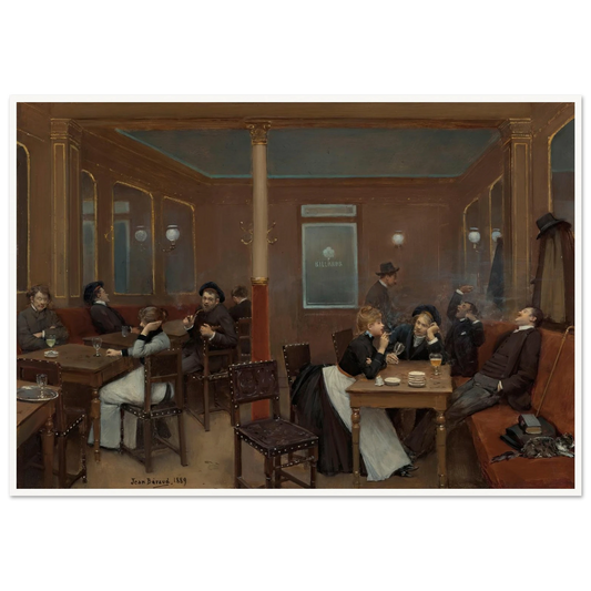 Brasserie D’étudiants (Student Brasserie) (1889) Art Print | Jean Beraud - Framed Poster - 30x40 cm / 12x16″ - Black frame