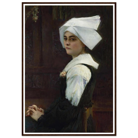 Breton Girl Art Print | Pascal Adolphe Jean Dagnan Bouveret - Framed Poster - 30x40 cm / 12x16″ - Black frame