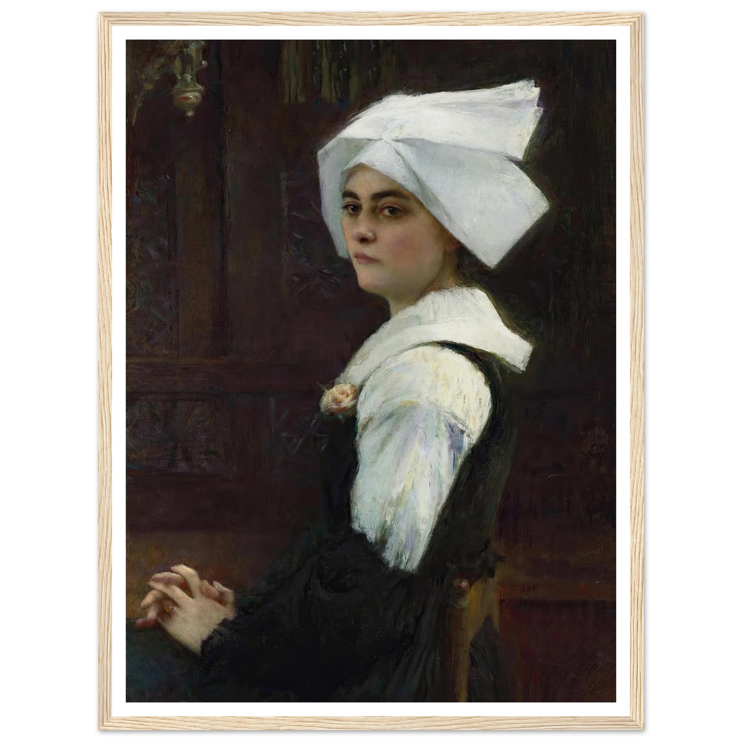 Breton Girl Art Print | Pascal Adolphe Jean Dagnan Bouveret - Framed Poster - 30x40 cm / 12x16″ - Black frame