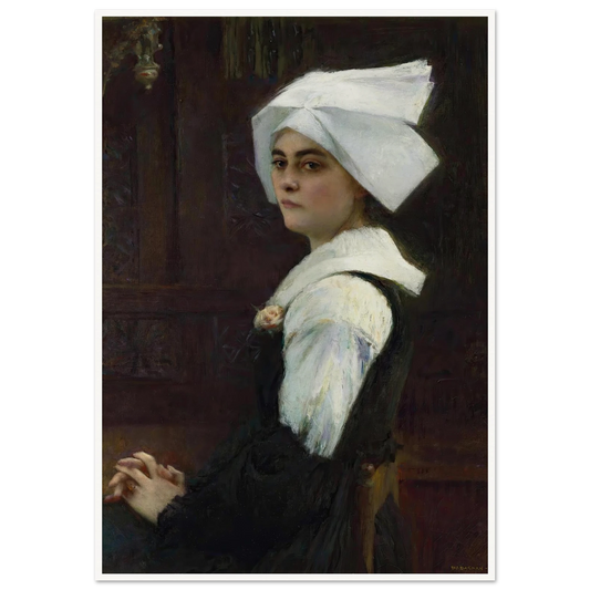 Breton Girl Art Print | Pascal Adolphe Jean Dagnan Bouveret - Framed Poster - 30x40 cm / 12x16″ - Black frame