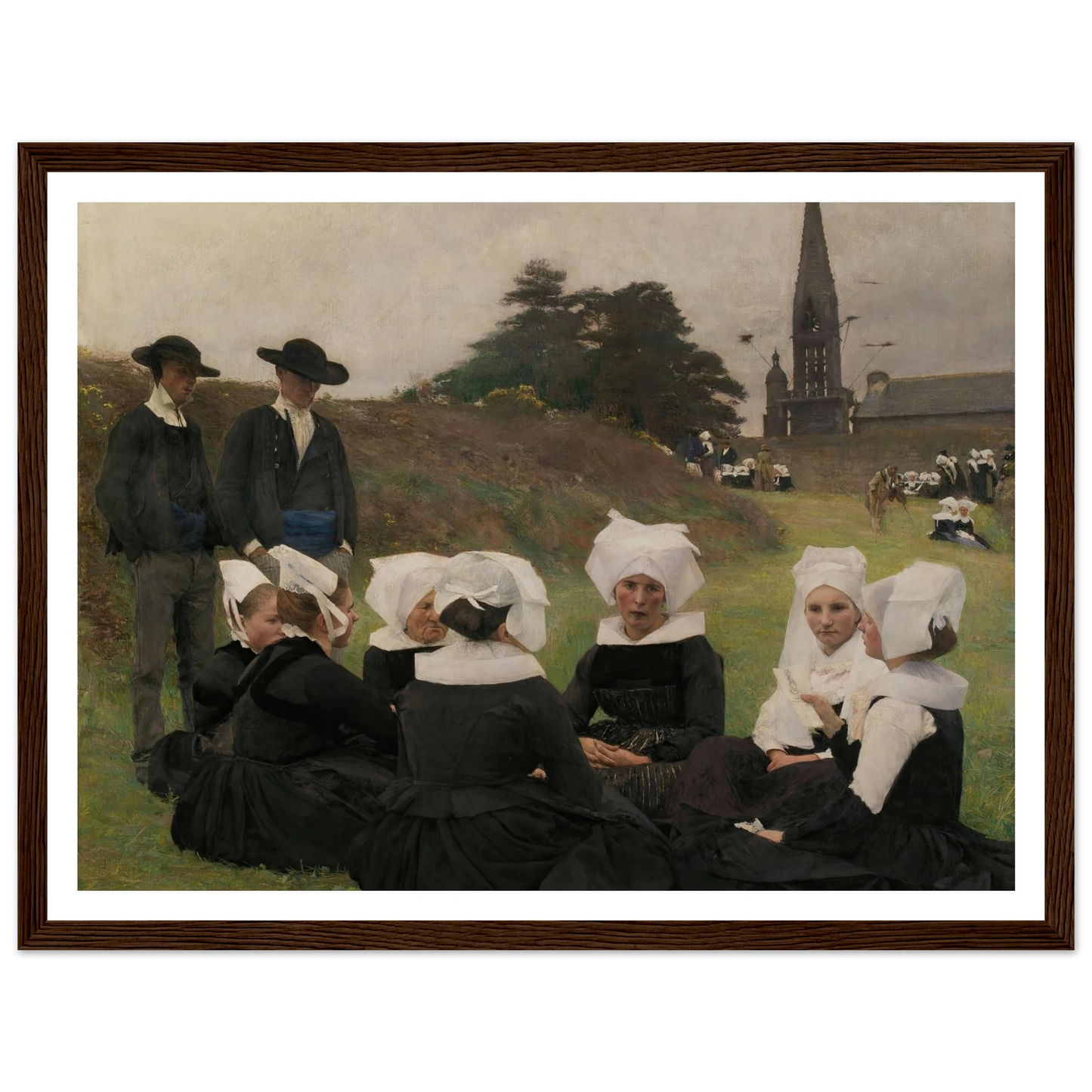 Breton Women at a Pardon (1887) Art Print | Pascal Adolphe Jean Dagnan Bouveret - Framed Poster - 30x40 cm / 12x16″ - Black frame
