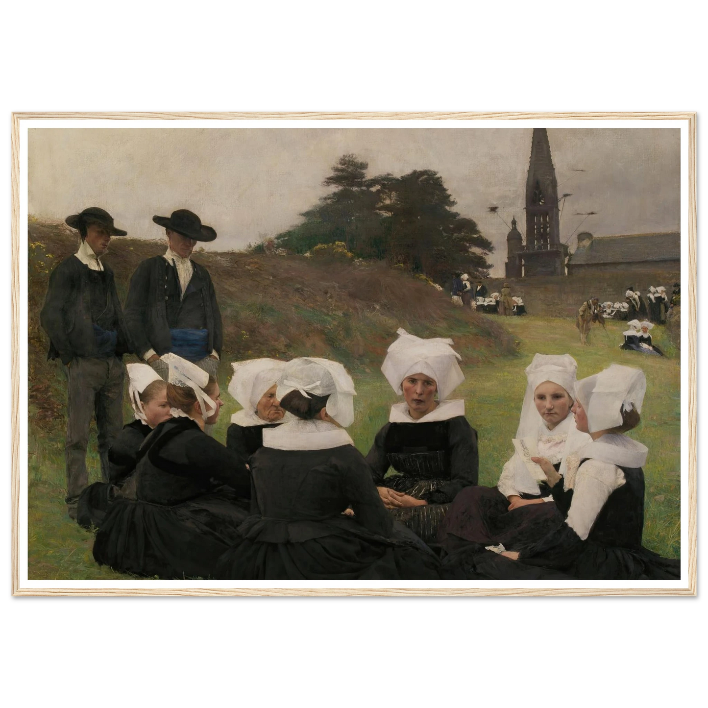 Breton Women at a Pardon (1887) Art Print | Pascal Adolphe Jean Dagnan Bouveret - Framed Poster - 30x40 cm / 12x16″ - Black frame