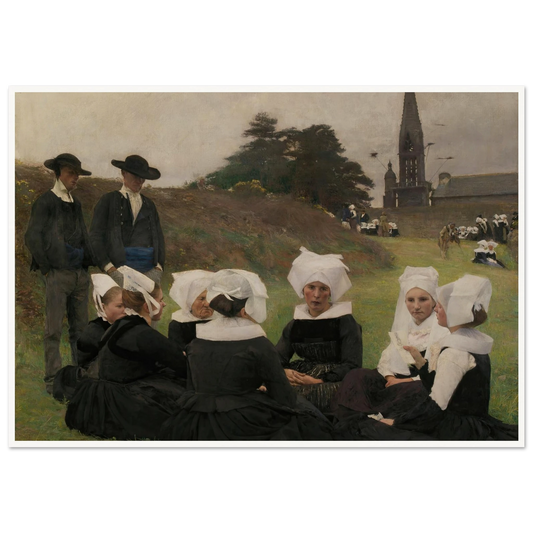 Breton Women at a Pardon (1887) Art Print | Pascal Adolphe Jean Dagnan Bouveret - Framed Poster - 30x40 cm / 12x16″ - Black frame