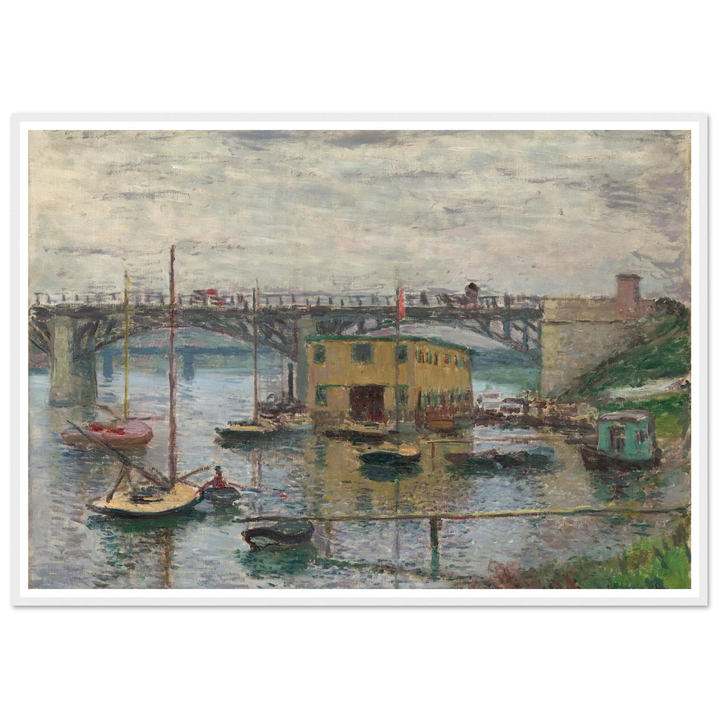 Bridge at Argenteuil on a Gray Day (c. 1876) Art Print | Claude Monet - Framed Poster - 30x40 cm / 12x16″ - Black frame