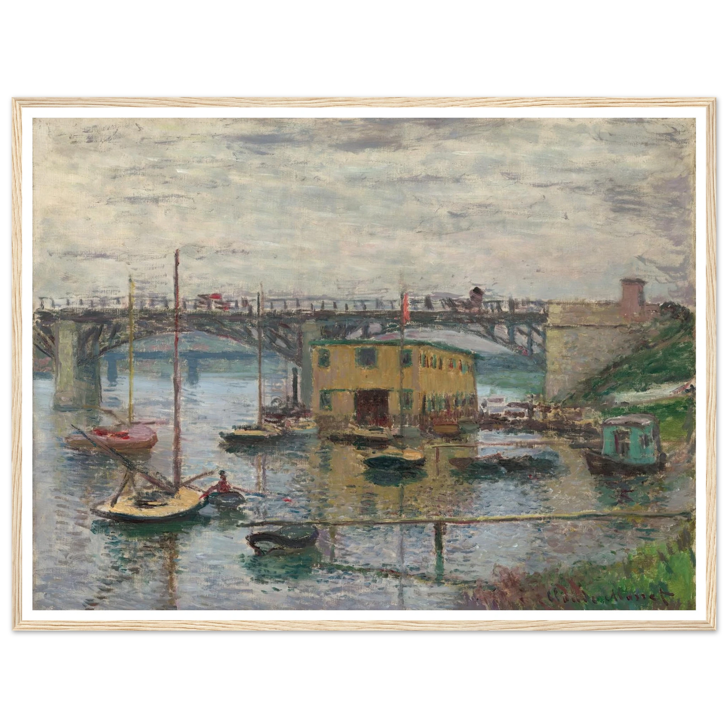 Bridge at Argenteuil on a Gray Day (c. 1876) Art Print | Claude Monet - Framed Poster - 30x40 cm / 12x16″ - Black frame