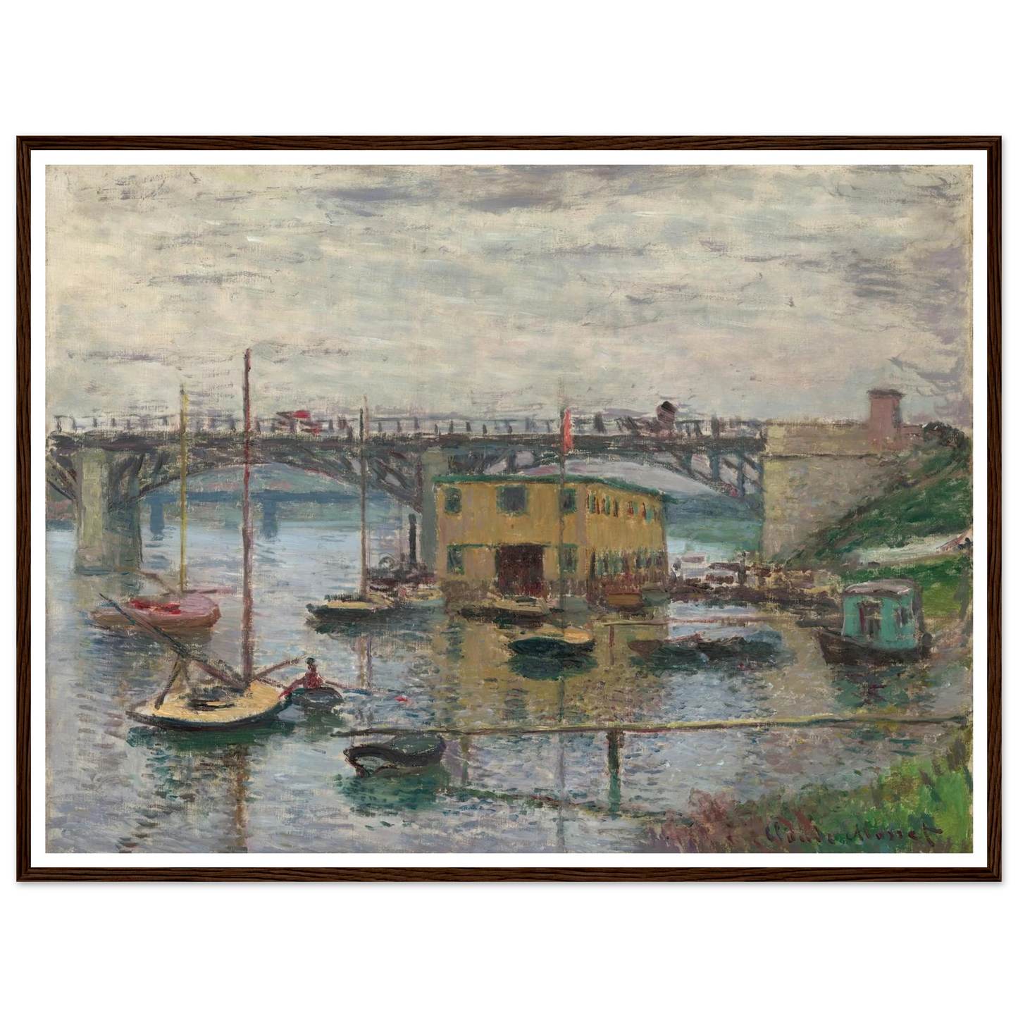 Bridge at Argenteuil on a Gray Day (c. 1876) Art Print | Claude Monet - Framed Poster - 30x40 cm / 12x16″ - Black frame