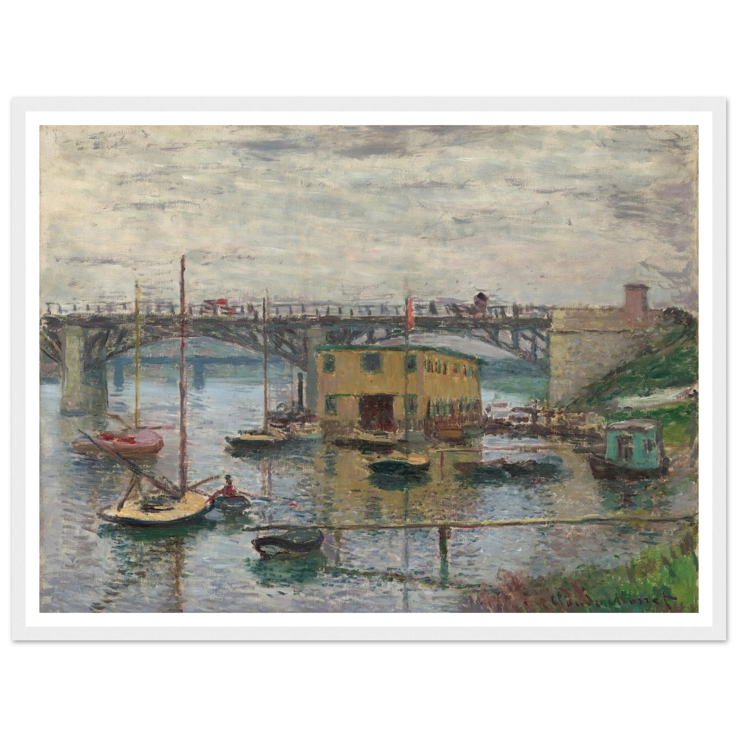 Bridge at Argenteuil on a Gray Day (c. 1876) Art Print | Claude Monet - Framed Poster - 30x40 cm / 12x16″ - Black frame