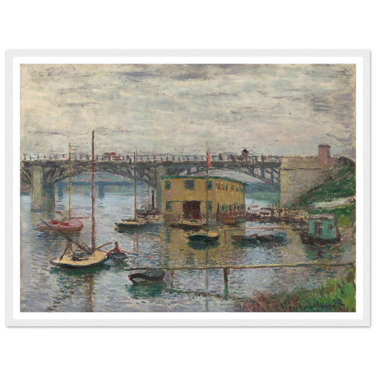 Bridge at Argenteuil on a Gray Day (c. 1876) Art Print | Claude Monet - Framed Poster - 30x40 cm / 12x16″ - Black frame