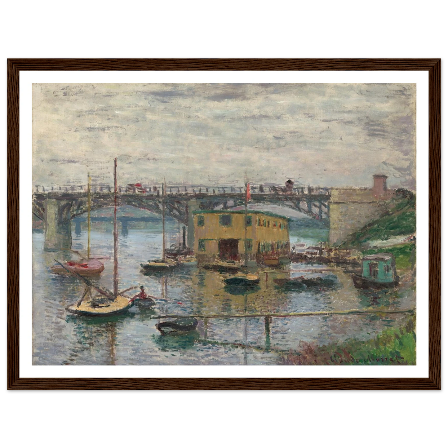 Bridge at Argenteuil on a Gray Day (c. 1876) Art Print | Claude Monet - Framed Poster - 30x40 cm / 12x16″ - Black frame