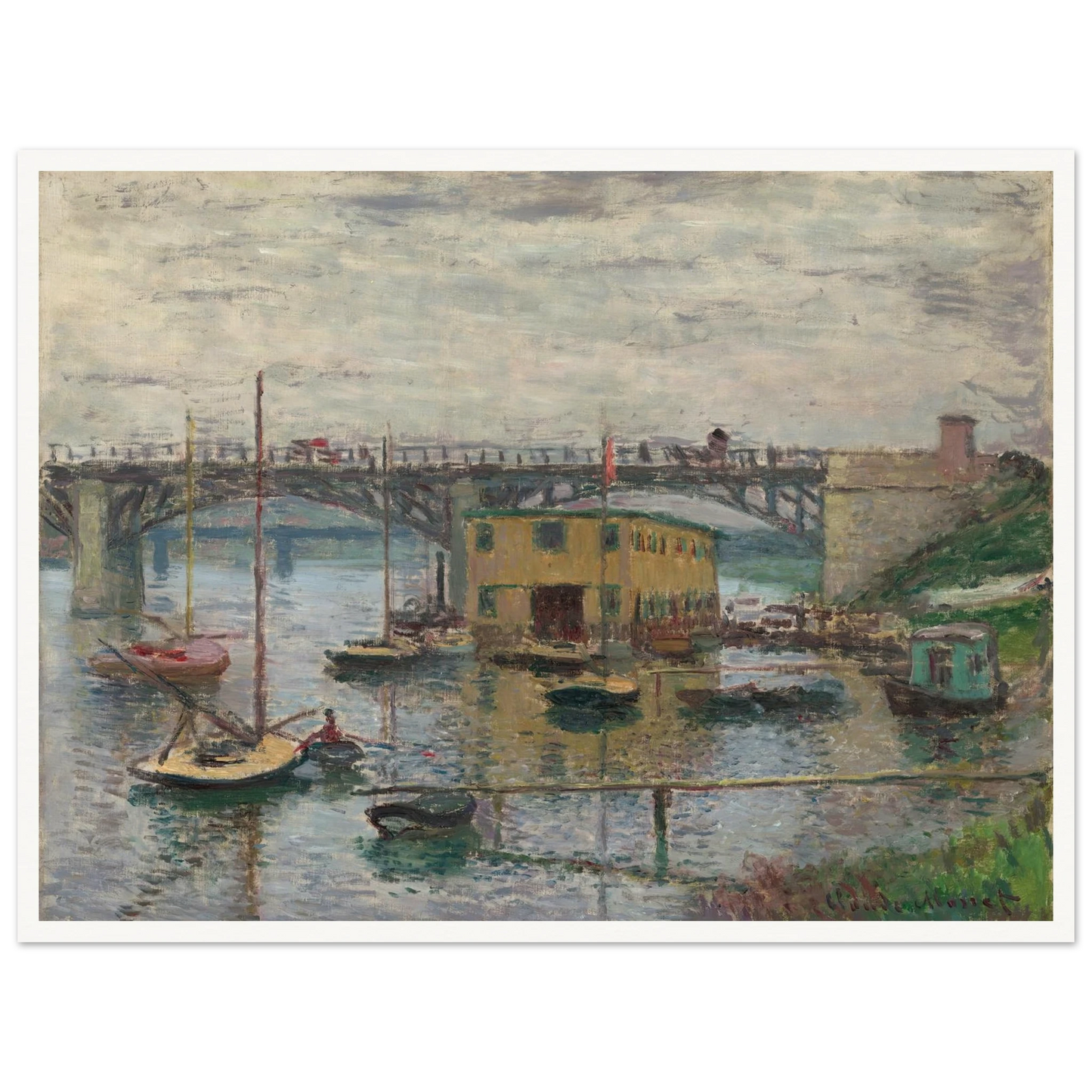 Bridge at Argenteuil on a Gray Day (c. 1876) Art Print | Claude Monet - Framed Poster - 30x40 cm / 12x16″ - Black frame