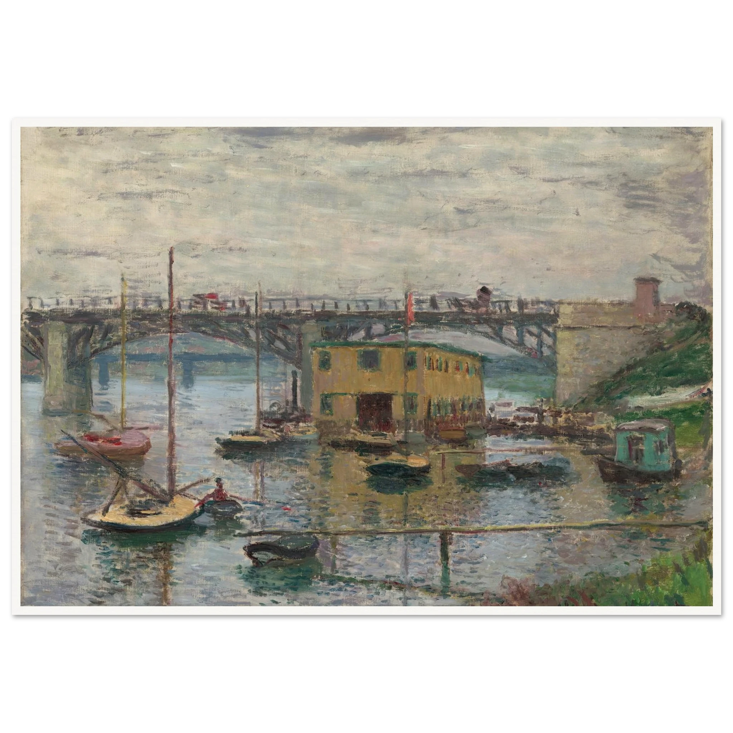 Bridge at Argenteuil on a Gray Day (c. 1876) Art Print | Claude Monet - Framed Poster - 30x40 cm / 12x16″ - Black frame