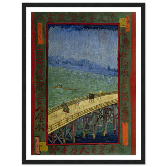 Bridge in the rain (after Hiroshige) (1887) Art Print | Vincent van Gogh - Framed Poster - 30x40 cm / 12x16″ - Black frame
