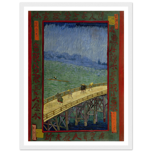 Bridge in the rain (after Hiroshige) (1887) Art Print | Vincent van Gogh - Framed Poster - 30x40 cm / 12x16″ - Black frame