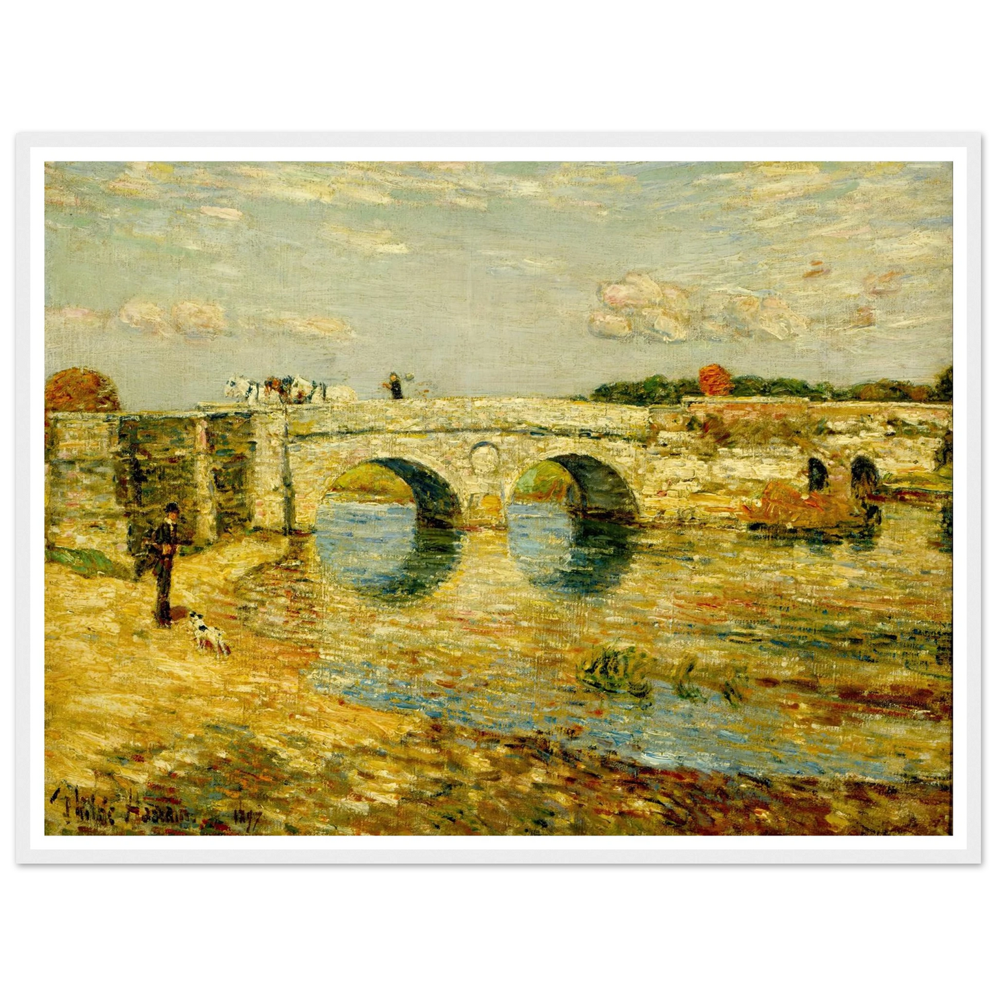 Bridge Over the Stour Art Print | Childe Hassam - Framed Poster - 30x40 cm / 12x16″ - Black frame