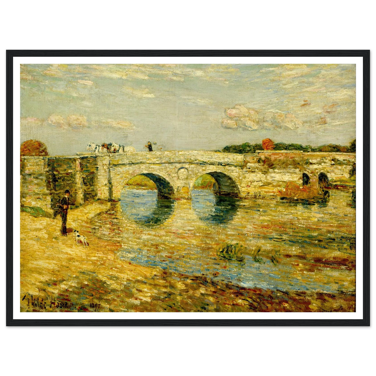 Bridge Over the Stour Art Print | Childe Hassam - Framed Poster - 30x40 cm / 12x16″ - Black frame