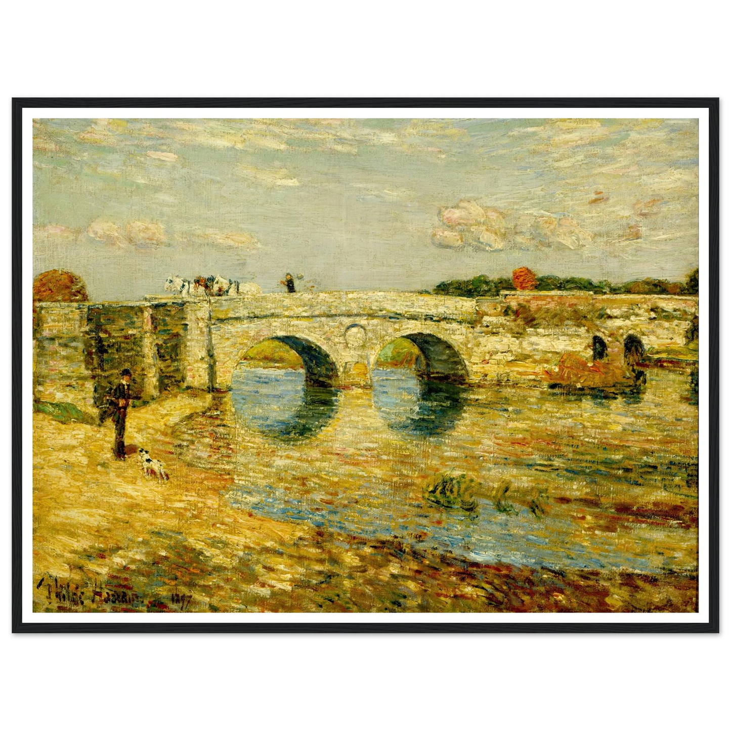 Bridge Over the Stour Art Print | Childe Hassam - Framed Poster - 30x40 cm / 12x16″ - Black frame
