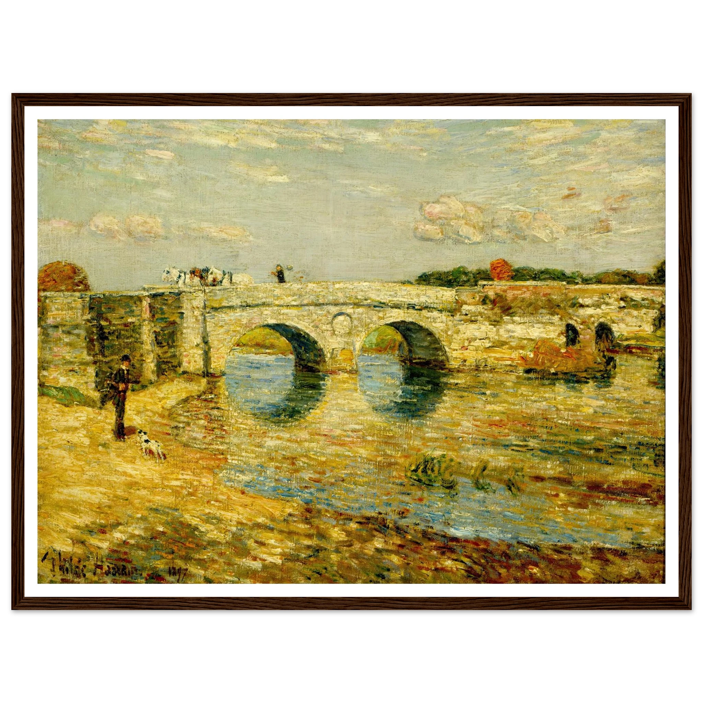 Bridge Over the Stour Art Print | Childe Hassam - Framed Poster - 30x40 cm / 12x16″ - Black frame
