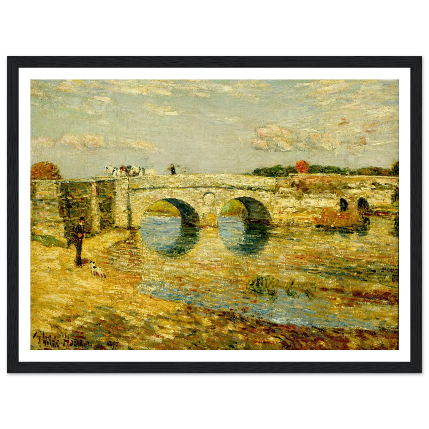 Bridge Over the Stour Art Print | Childe Hassam - Framed Poster - 30x40 cm / 12x16″ - Black frame