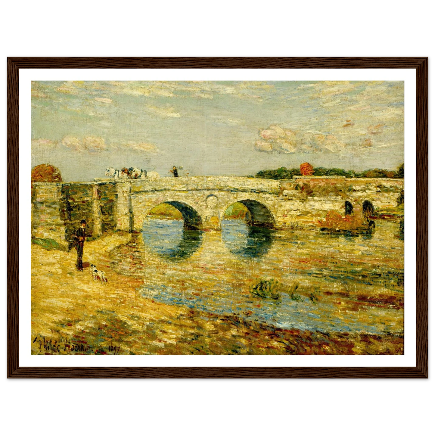 Bridge Over the Stour Art Print | Childe Hassam - Framed Poster - 30x40 cm / 12x16″ - Black frame