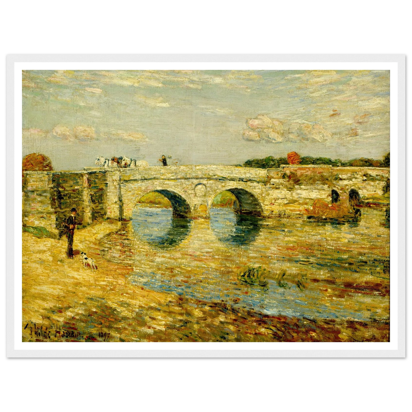 Bridge Over the Stour Art Print | Childe Hassam - Framed Poster - 30x40 cm / 12x16″ - Black frame