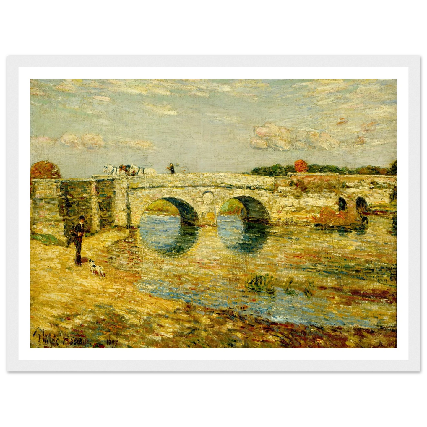 Bridge Over the Stour Art Print | Childe Hassam - Framed Poster - 30x40 cm / 12x16″ - Black frame