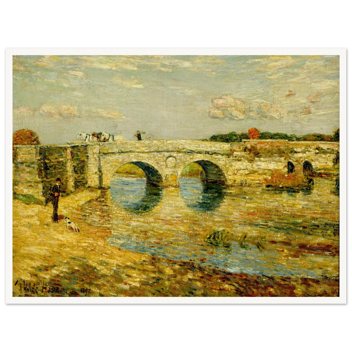 Bridge Over the Stour Art Print | Childe Hassam - Framed Poster - 30x40 cm / 12x16″ - Black frame