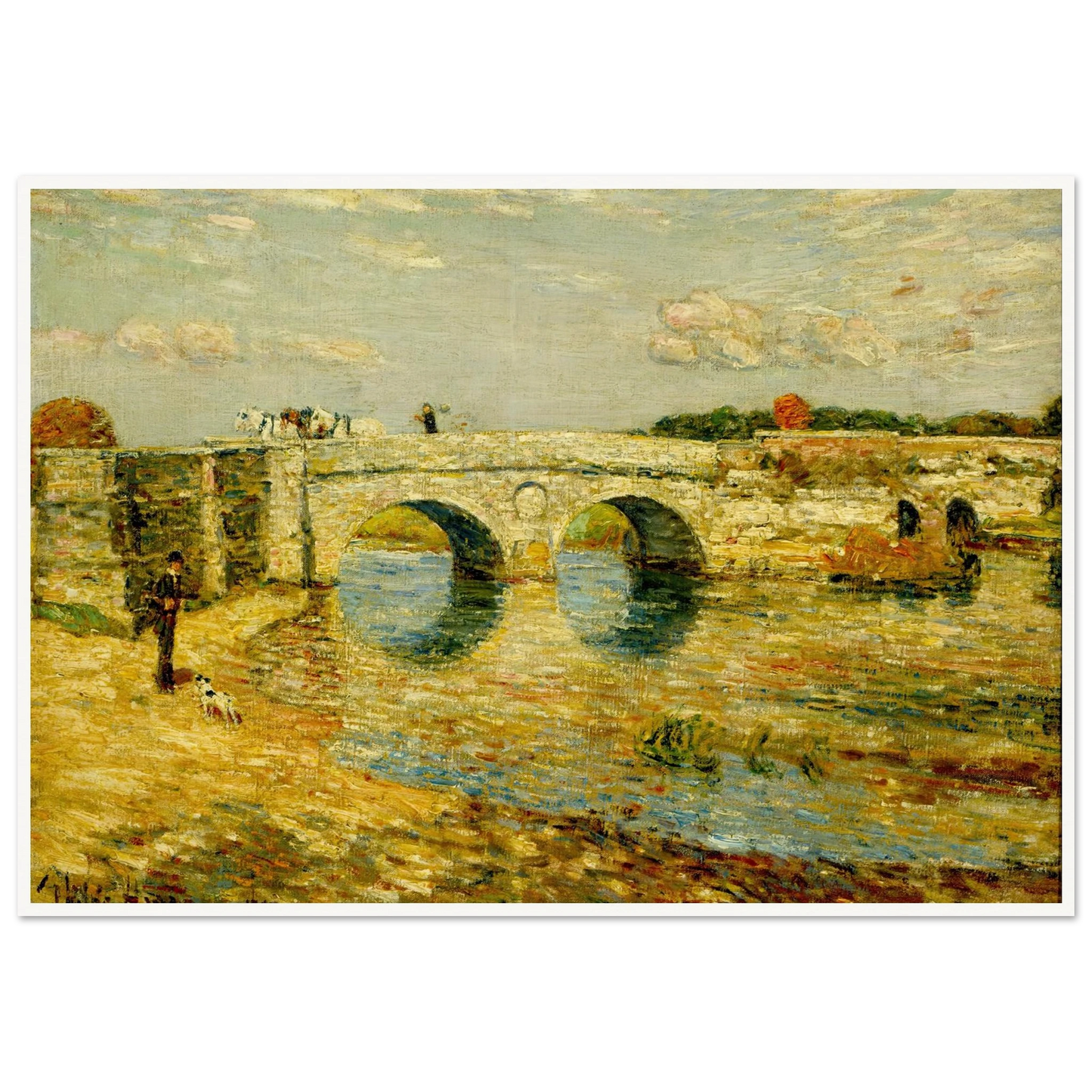 Bridge Over the Stour Art Print | Childe Hassam - Framed Poster - 30x40 cm / 12x16″ - Black frame