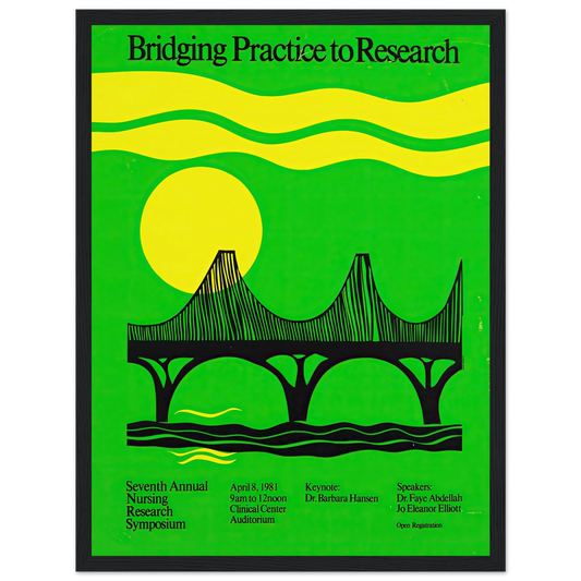 Bridging practice to research (1981) Art Print | National Institutes of Health - Framed Poster - 30x40 cm / 12x16″ - Black frame