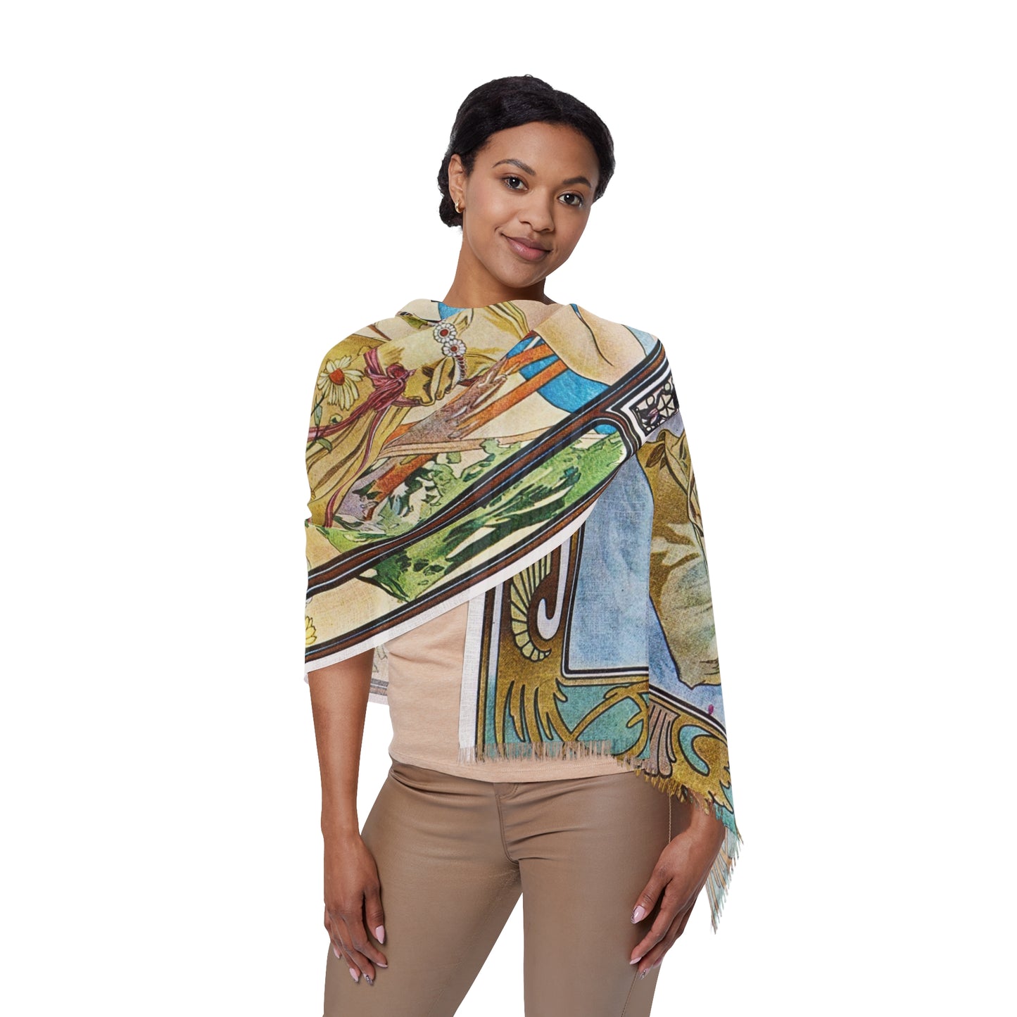 Brighness of Day | Alphonse Mucha Scarf – Art Nouveau Scarf - - 27" × 71'' - 