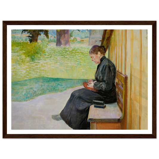 Bronisława, artist’s sister, in front of the house (1921) Art Print | Jacek Malczewski - Framed Poster - 30x40 cm / 12x16″ - Black frame