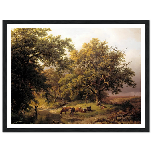 Brook by the Edge of the Woods (1849) Art Print | Barend Cornelis Koekkoek - Framed Poster - 30x40 cm / 12x16″ - Black frame