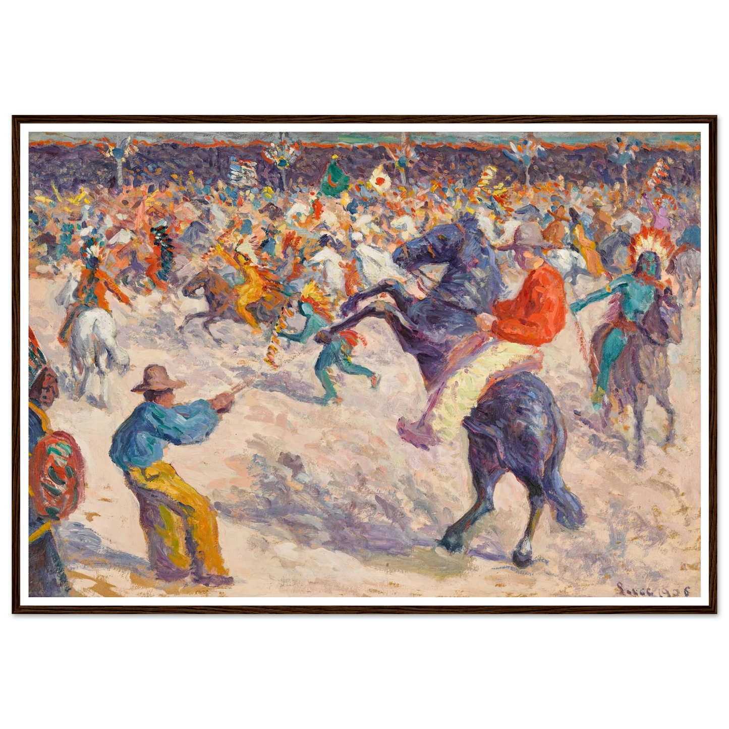 Buffalo Bill, le lasso (1906) Art Print | Maximilien Luce - Framed Poster - 70x100 cm / 28x40″ - Black frame