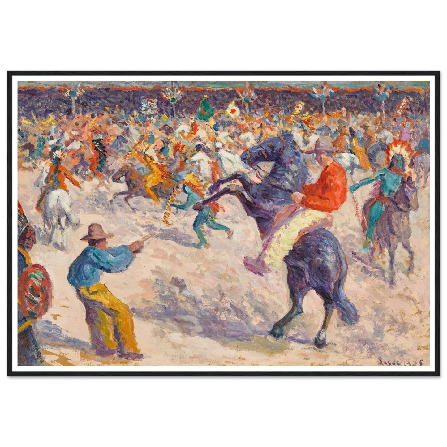 Buffalo Bill, le lasso (1906) Art Print | Maximilien Luce - Framed Poster - 70x100 cm / 28x40″ - Black frame