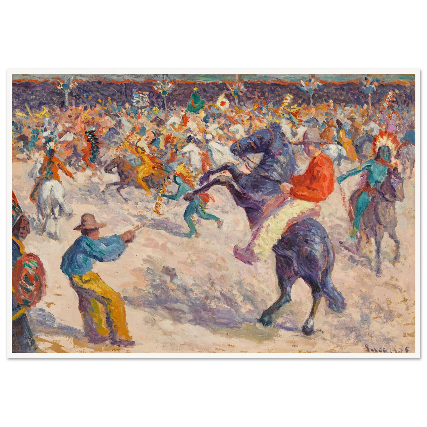 Buffalo Bill, le lasso (1906) Art Print | Maximilien Luce - Framed Poster - 70x100 cm / 28x40″ - Black frame