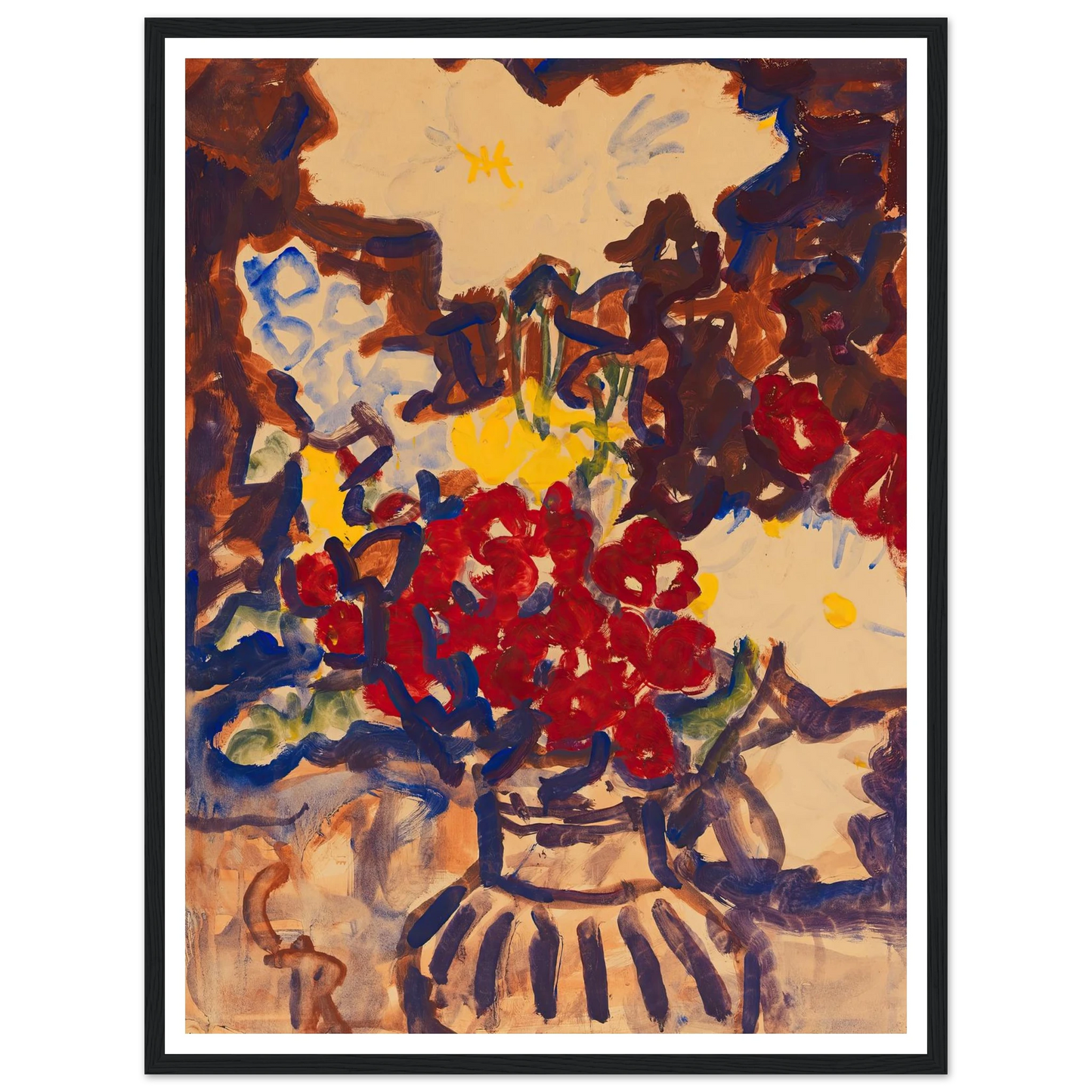 Bunter Sommerblumenstrauß (1915) Art Print | Christian Rohlfs - Framed Poster - 30x40 cm / 12x16″ - Black frame
