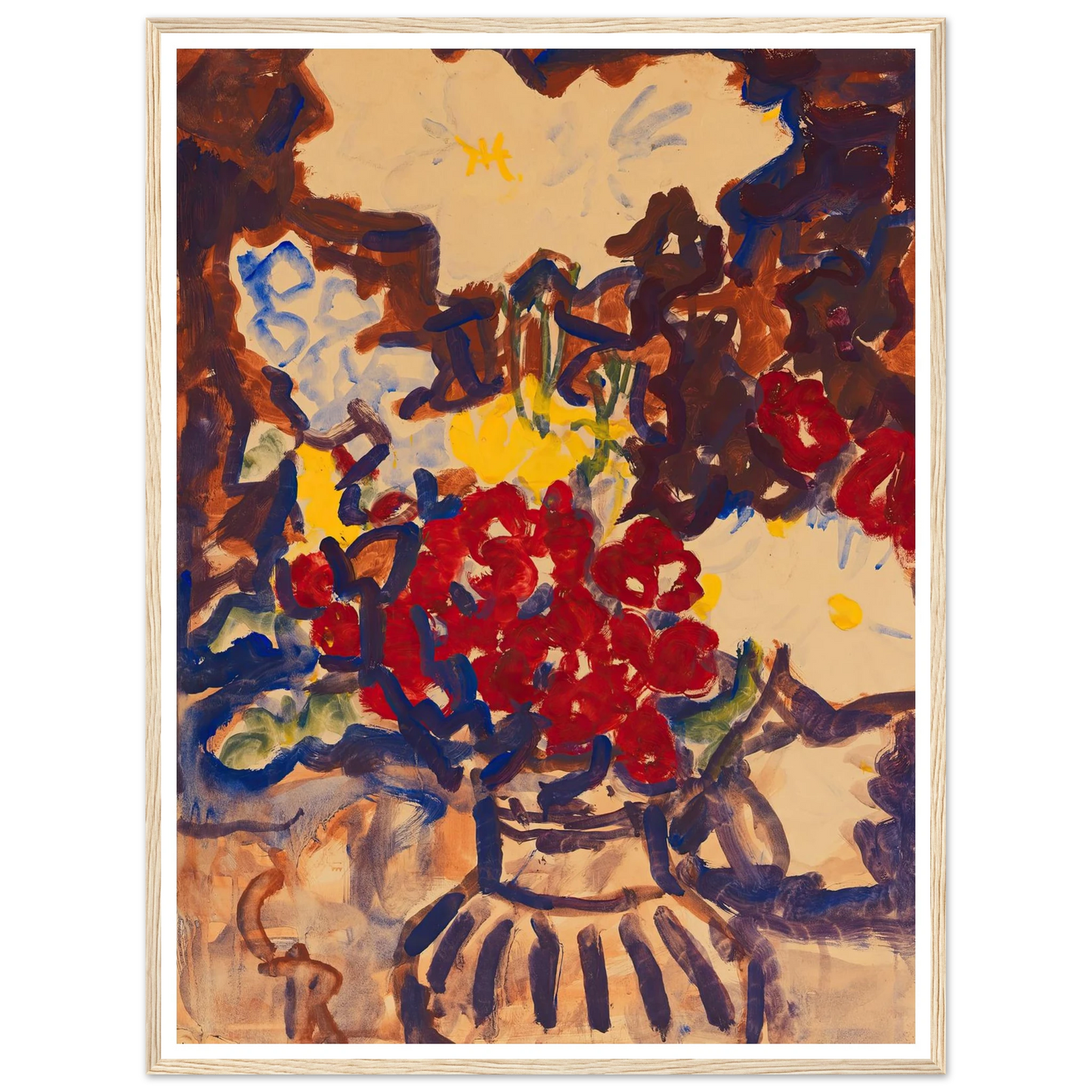 Bunter Sommerblumenstrauß (1915) Art Print | Christian Rohlfs - Framed Poster - 30x40 cm / 12x16″ - Black frame