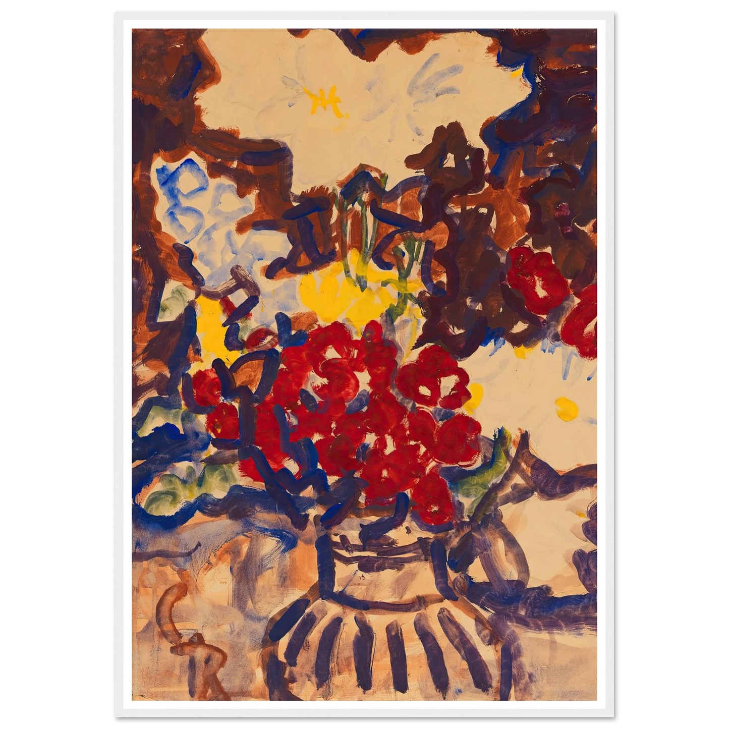 Bunter Sommerblumenstrauß (1915) Art Print | Christian Rohlfs - Framed Poster - 30x40 cm / 12x16″ - Black frame
