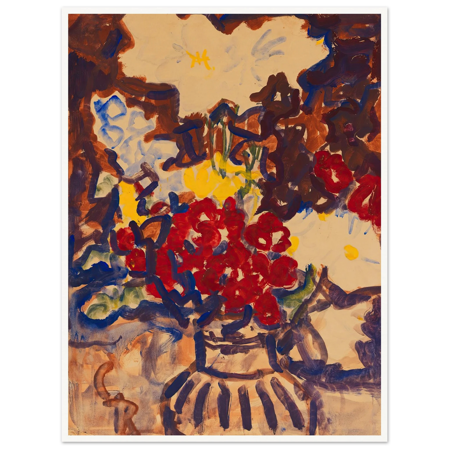 Bunter Sommerblumenstrauß (1915) Art Print | Christian Rohlfs - Framed Poster - 30x40 cm / 12x16″ - Black frame
