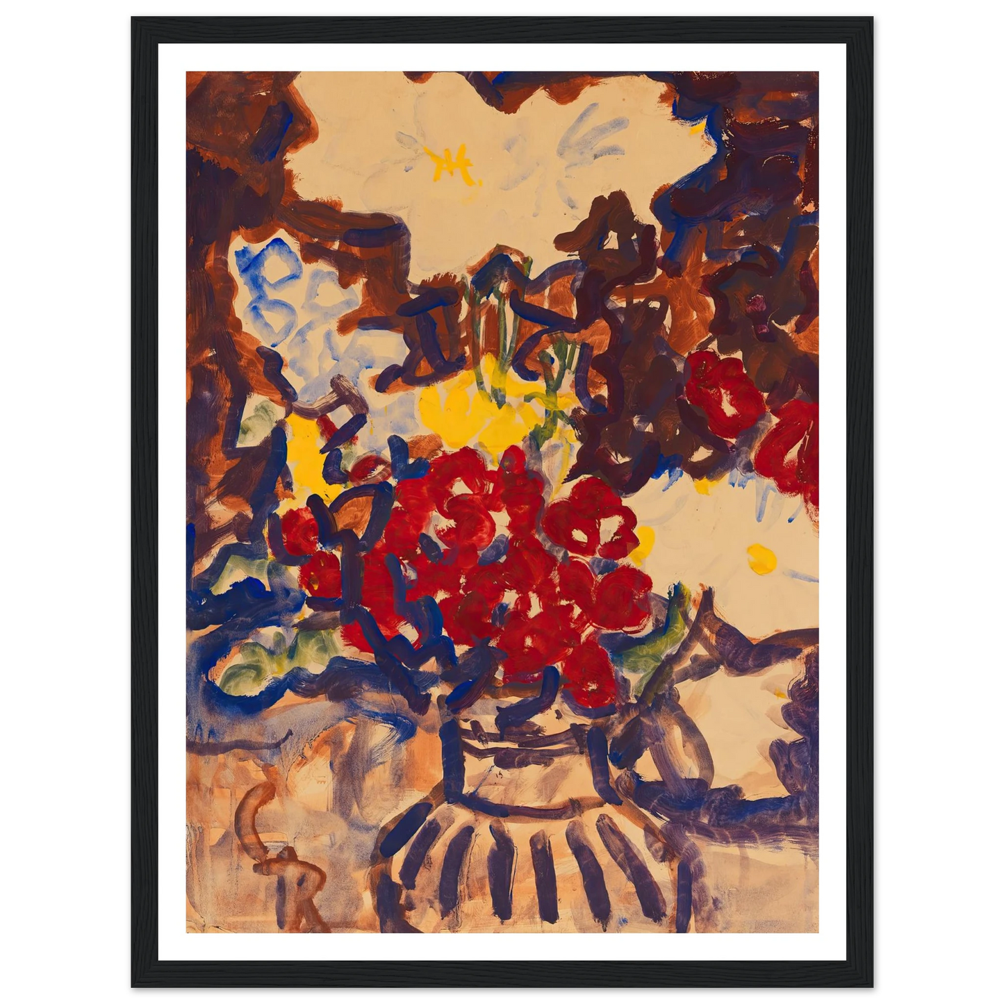 Bunter Sommerblumenstrauß (1915) Art Print | Christian Rohlfs - Framed Poster - 30x40 cm / 12x16″ - Black frame