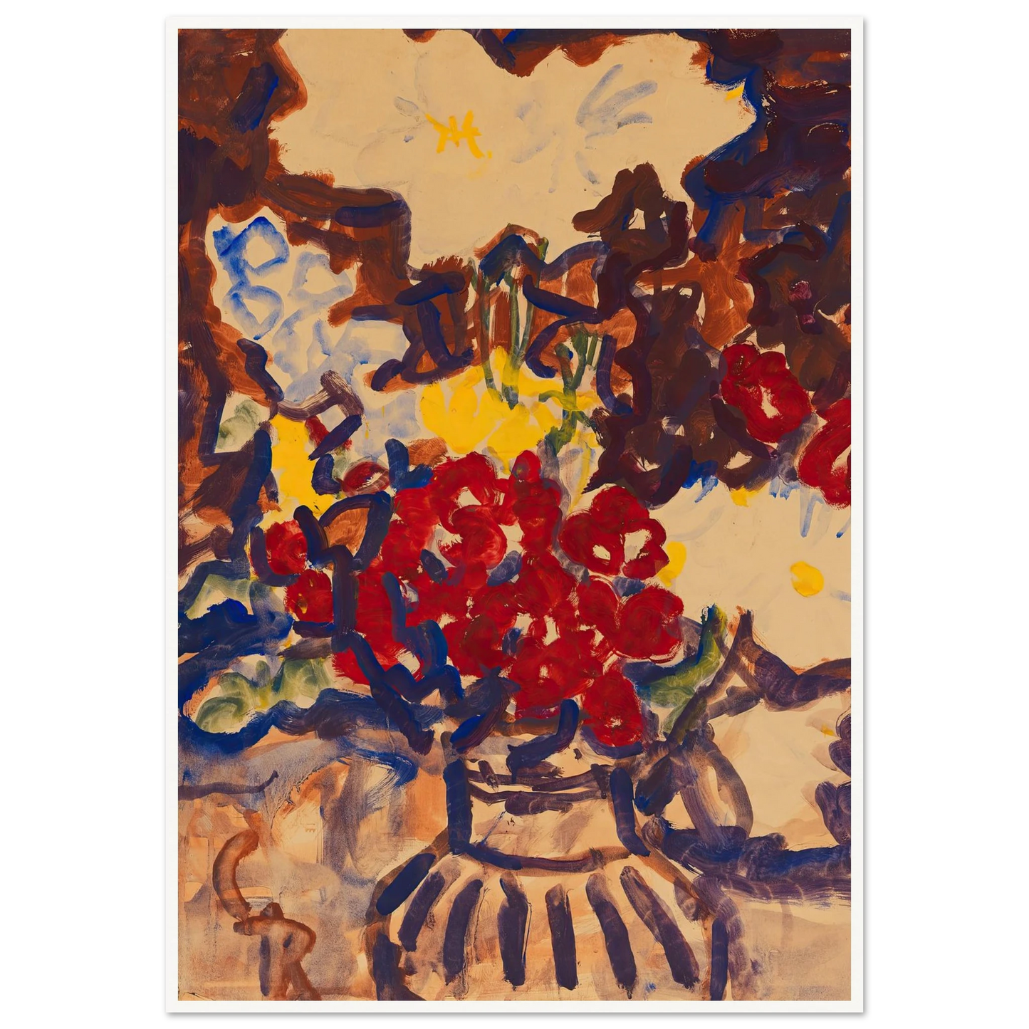 Bunter Sommerblumenstrauß (1915) Art Print | Christian Rohlfs - Framed Poster - 30x40 cm / 12x16″ - Black frame